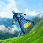 base jump wing suit flying android application logo